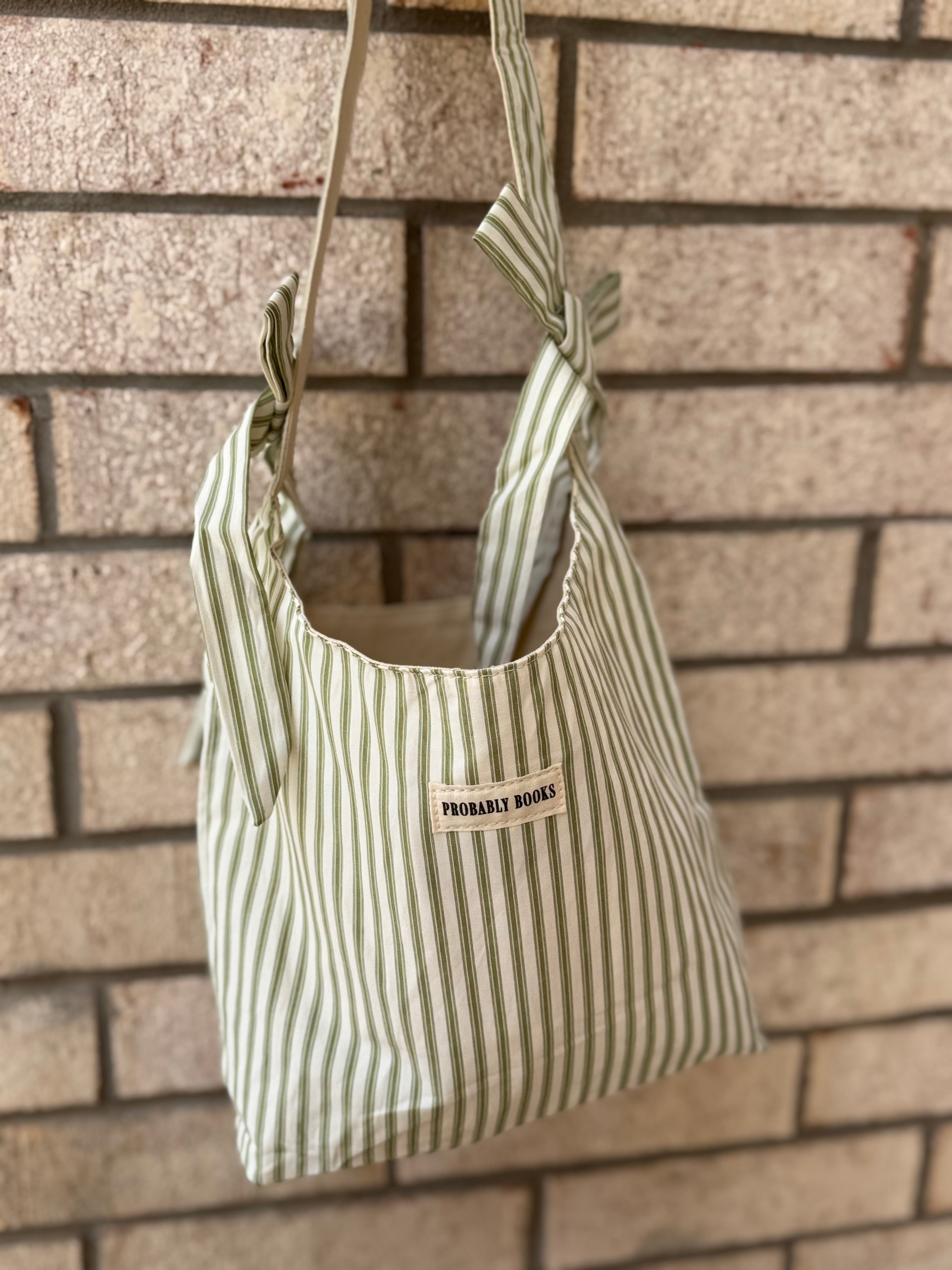 Probably Books Striped Cotton Tote Bag