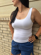 White Double Scoop Tank Top