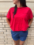 Ruby Red Boxy Crop Top