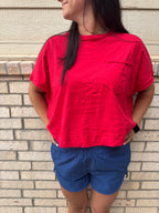 Ruby Red Boxy Crop Top