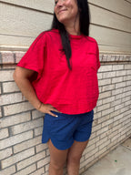 Ruby Red Boxy Crop Top