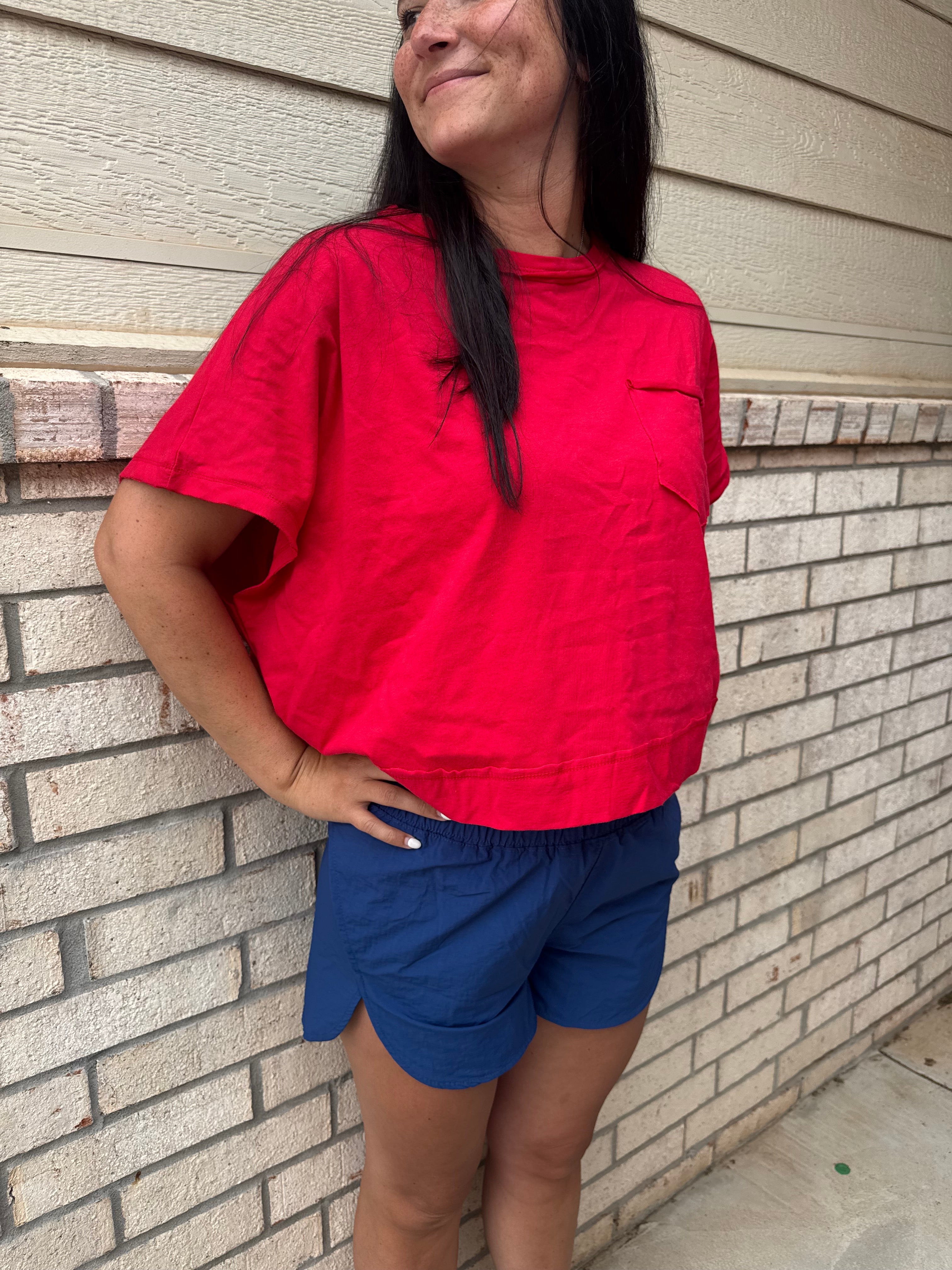 Ruby Red Boxy Crop Top