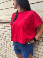 Ruby Red Boxy Crop Top