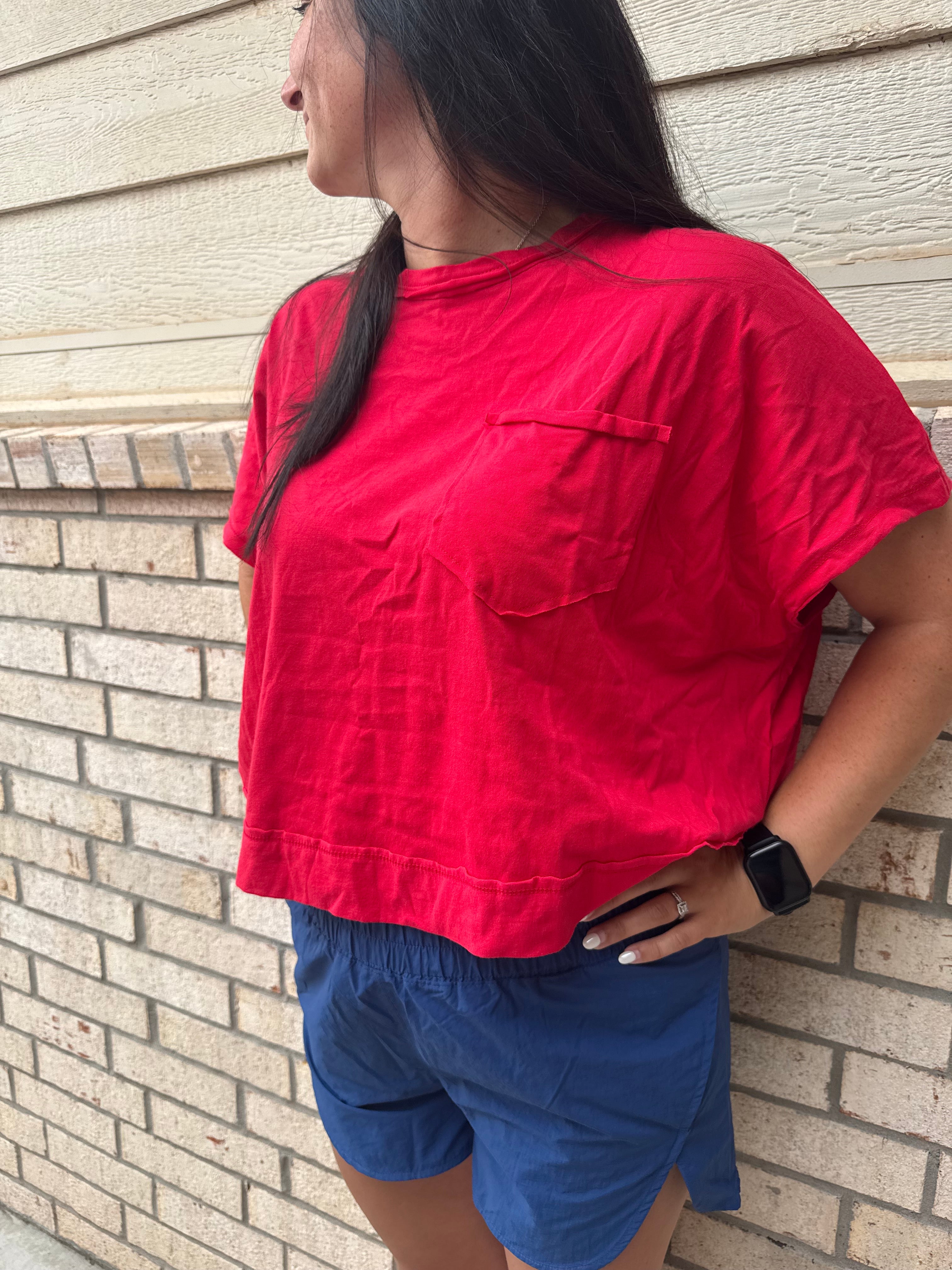 Ruby Red Boxy Crop Top