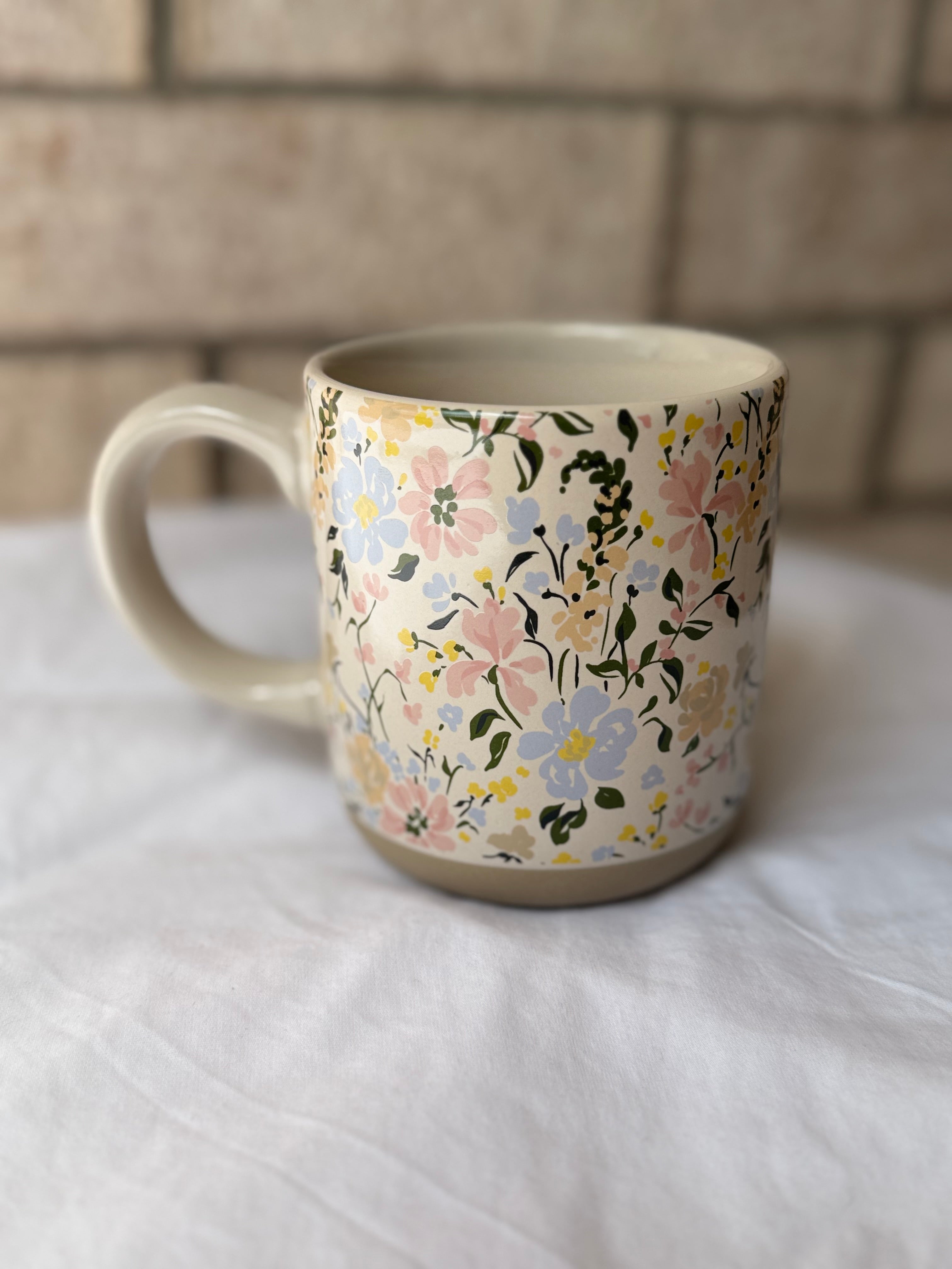 Floral Stoneware Coffee Mug