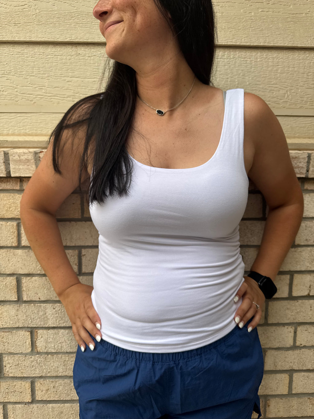 White Double Scoop Tank Top